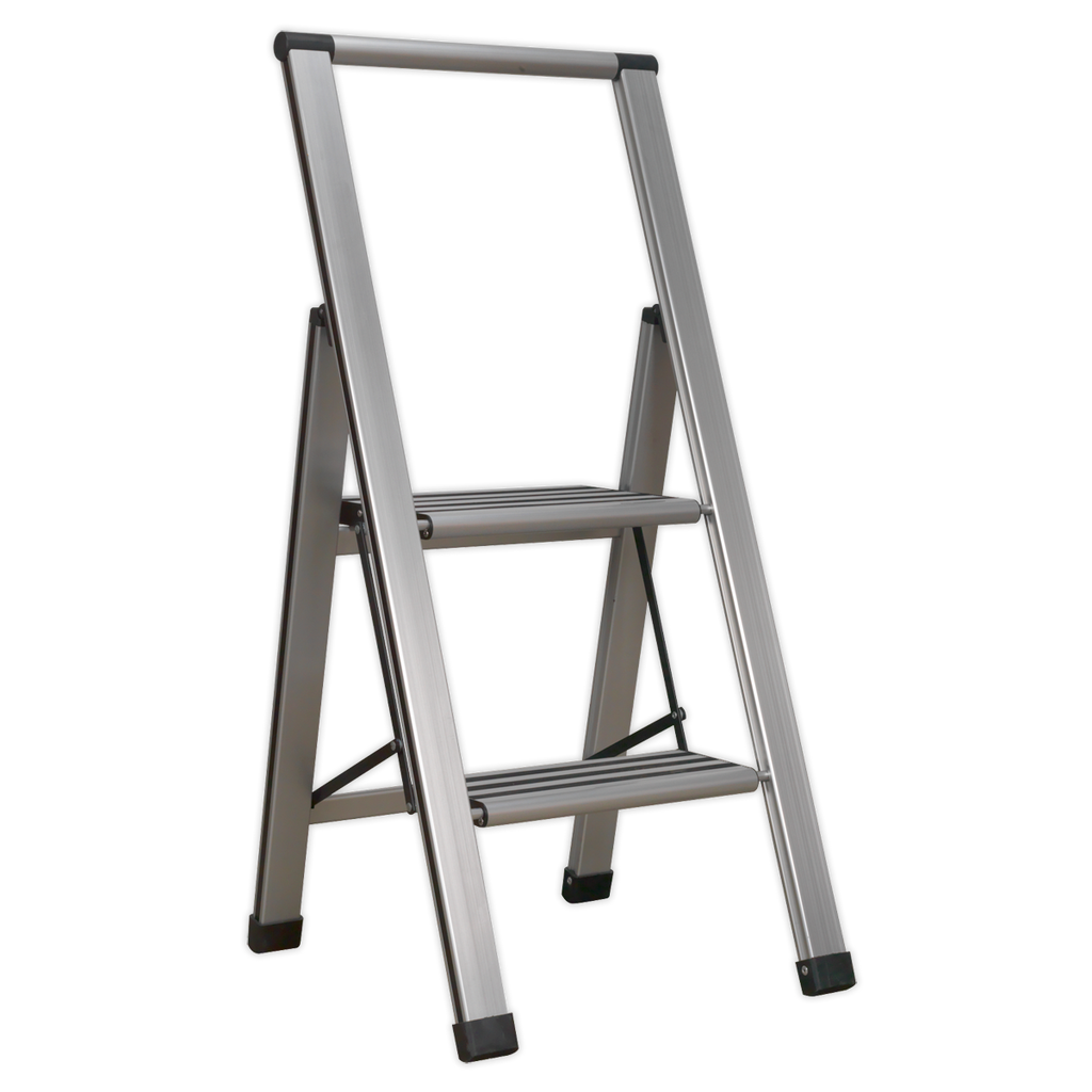Professional Folding Step Ladder 2-Step Aluminium 150kg Capa