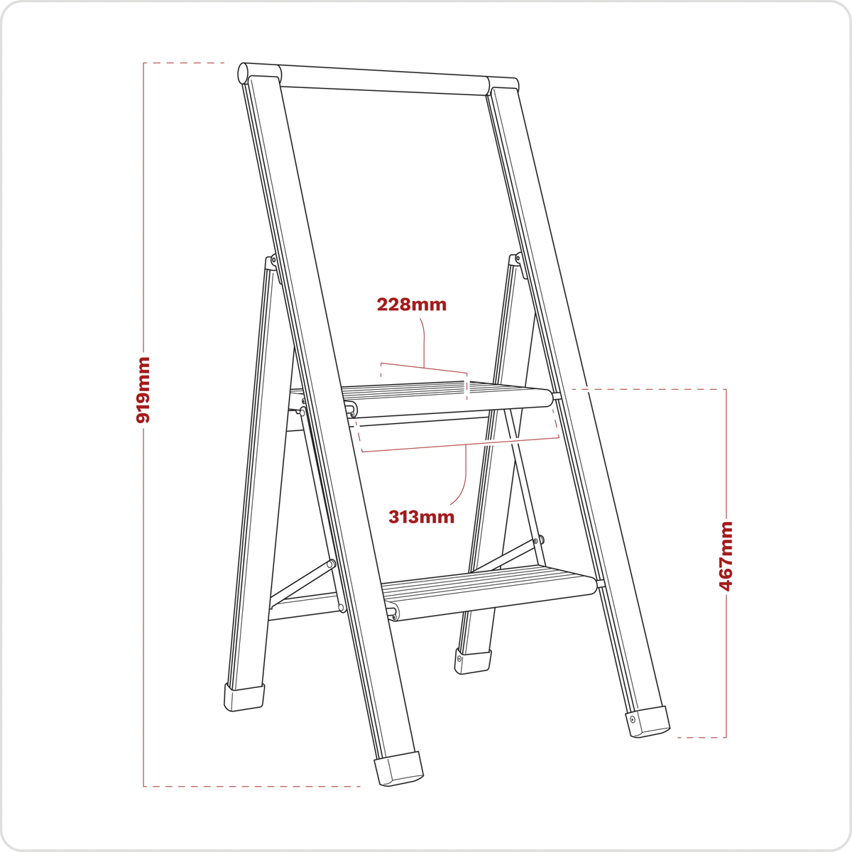 Professional Folding Step Ladder 2-Step Aluminium 150kg Capa