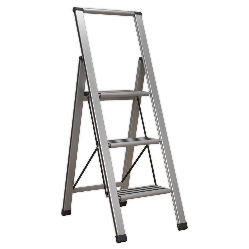Aluminium Professional Fold-Flat Step Ladder 3-Step 150kg Ca