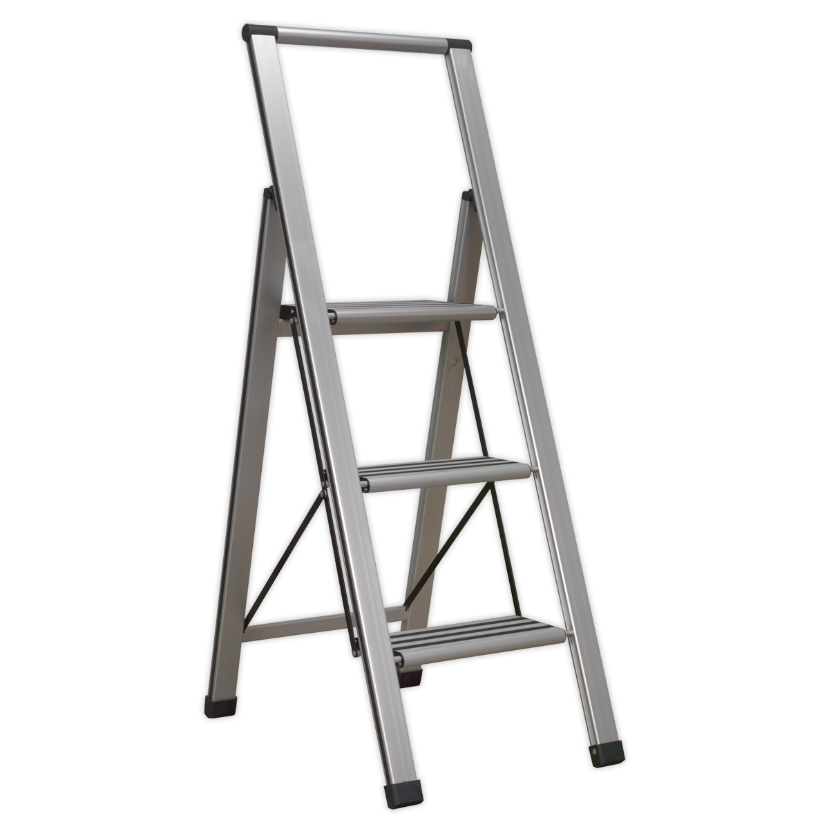Aluminium Professional Fold-Flat Step Ladder 3-Step 150kg Ca