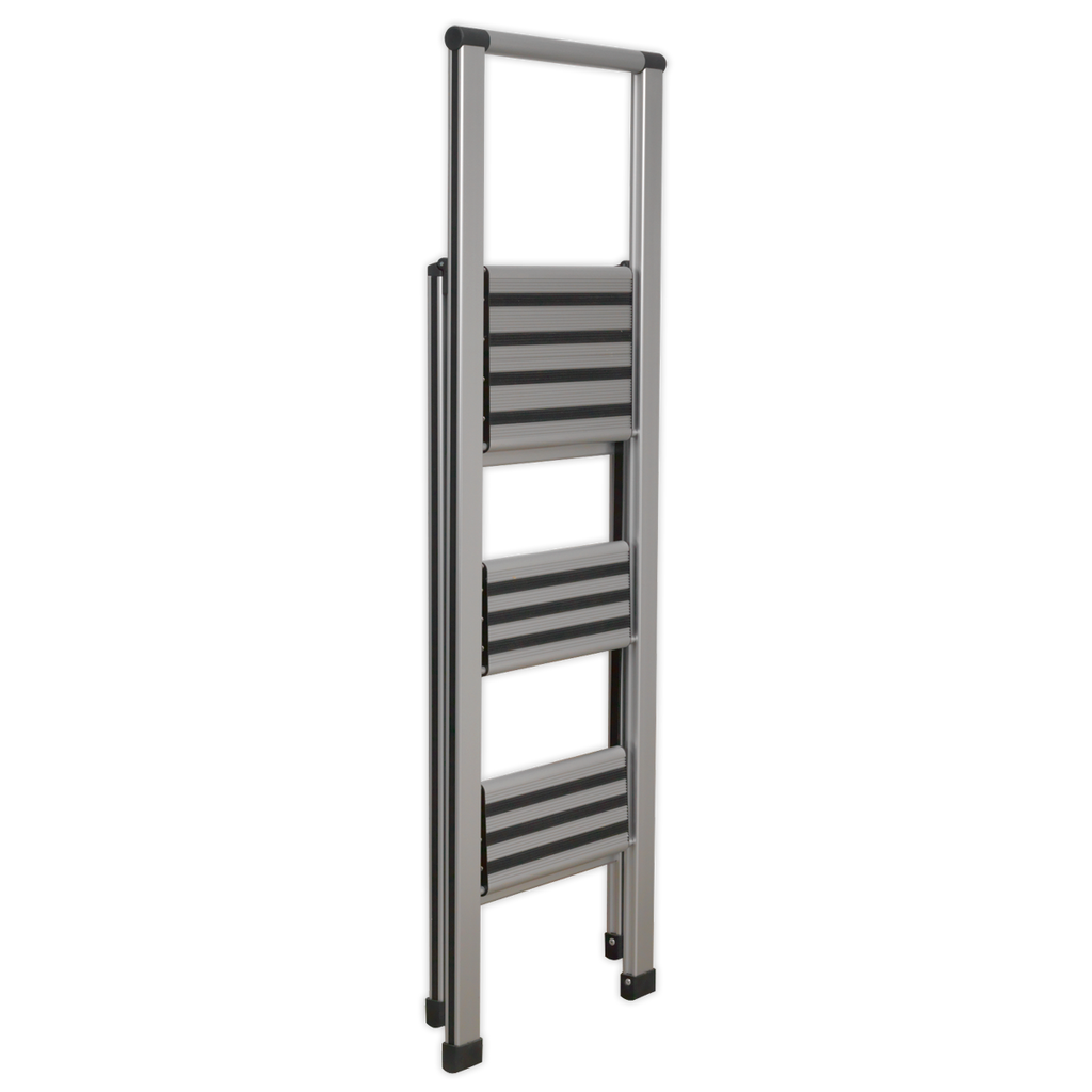 Aluminium Professional Fold-Flat Step Ladder 3-Step 150kg Ca