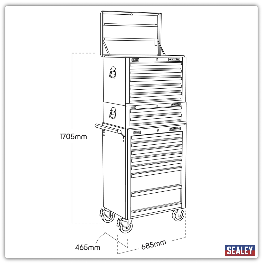 Superline PRO® Topchest, Mid-Box Tool Chest & Rollcab Combination 14 Drawer