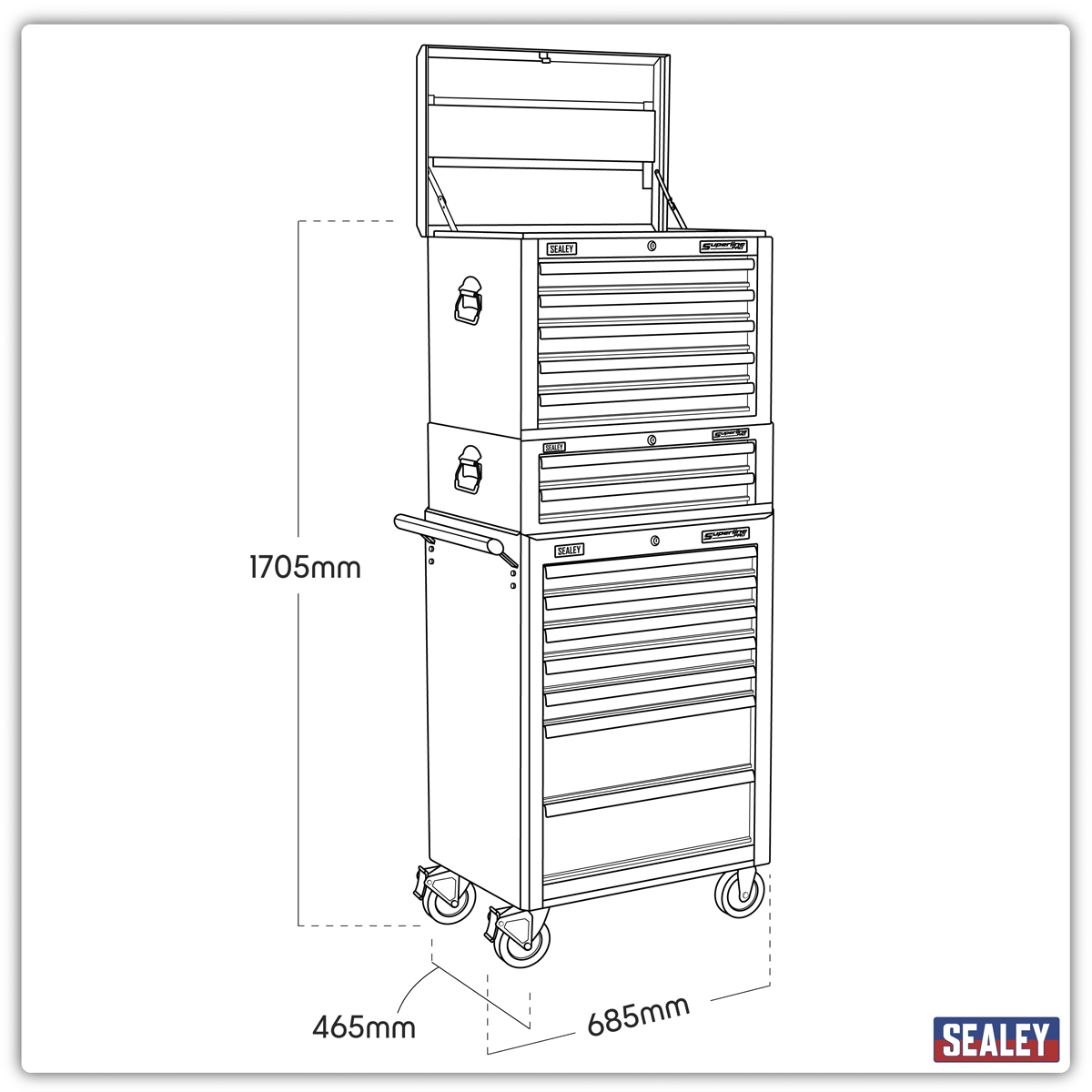 Superline PRO® Topchest, Mid-Box Tool Chest & Rollcab Combination 14 Drawer