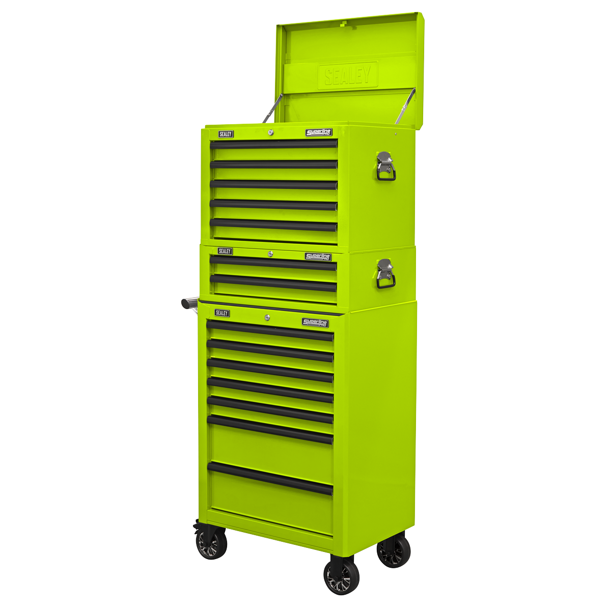 Superline PRO® Topchest, Mid-Box Tool Chest & Rollcab Combination 14 Drawer - Green