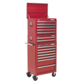 Superline PRO® Topchest, Mid-Box Tool Chest & Rollcab Combination 14 Drawer - Red
