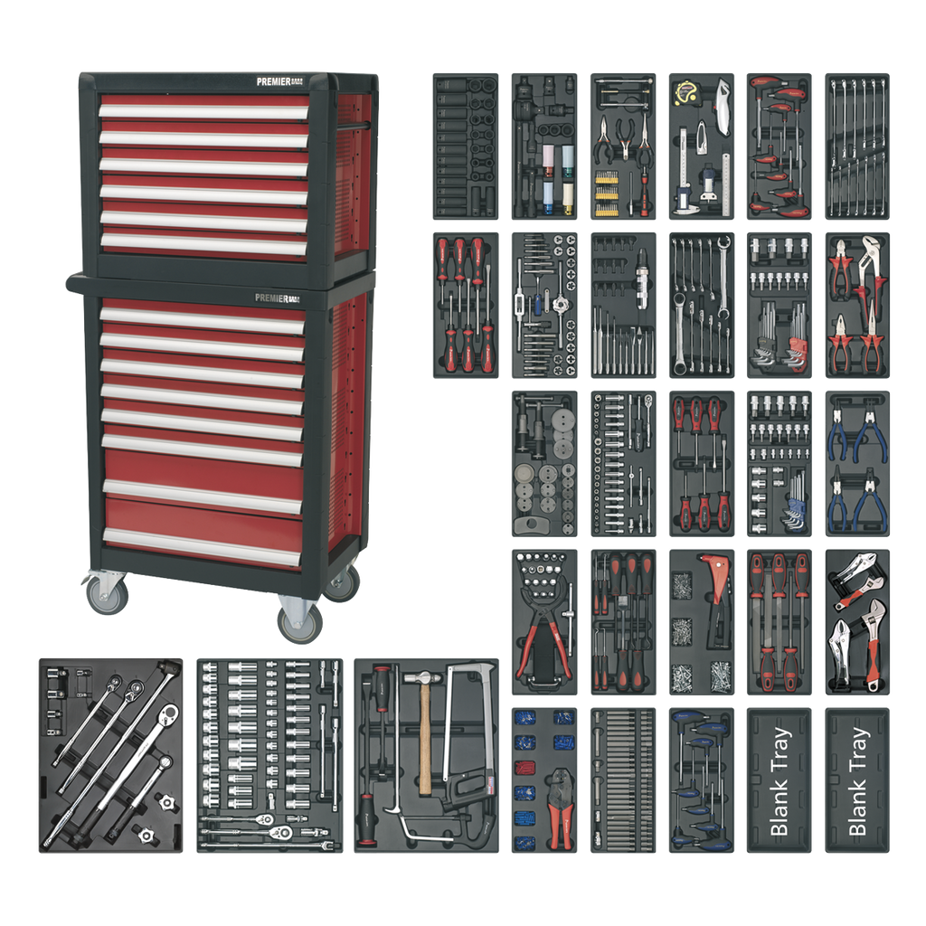 Premier™ Topchest & Rollcab Combination 14 Drawer with 1233pc Tool Kit
