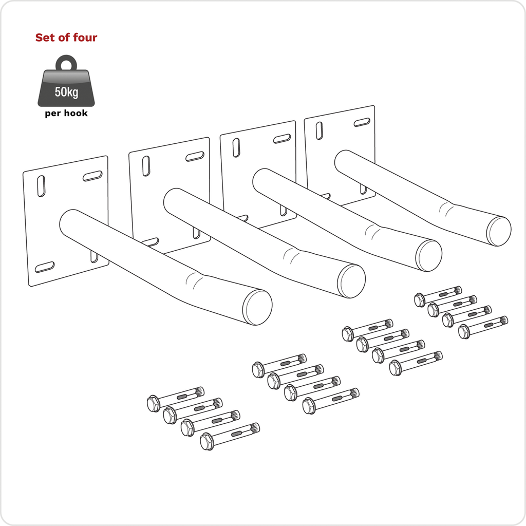 Wall Mounting Storage Hooks - Set of 4
