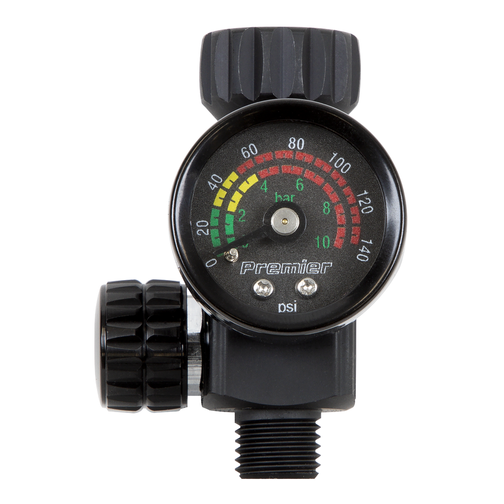 Premier On-Gun Air Pressure Regulator/Gauge with Glass Lens