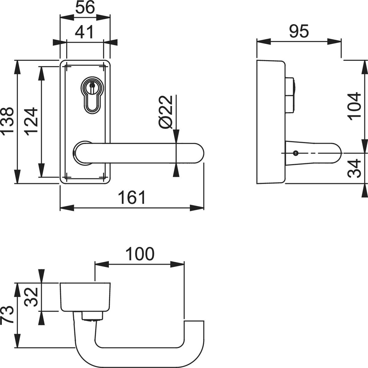 Hoppe ARRONE Lever Operated Outdoor Access Device (AR885L)