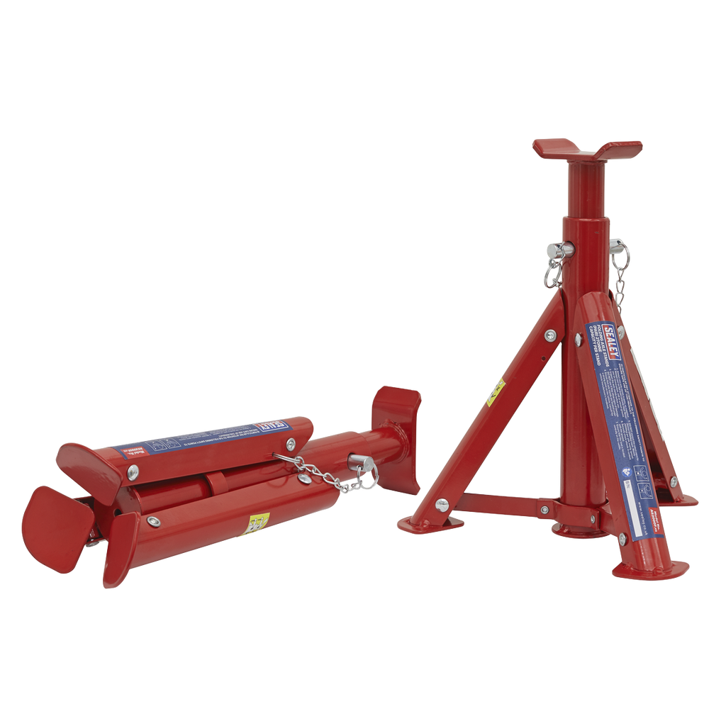 Folding Type Axle Stands, 2 Tonne Capacity per Stand, Red (AS2000F)