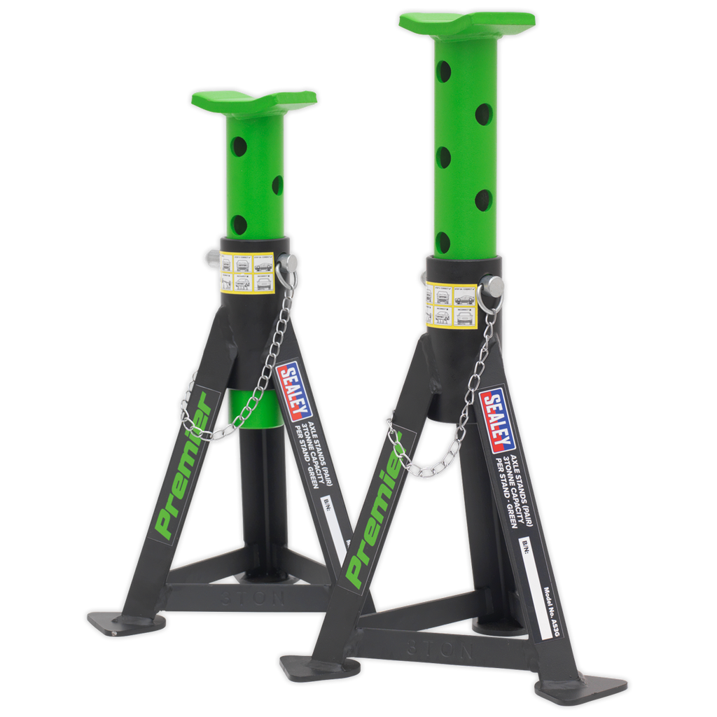 Premier Low Entry Trolley Jack & Axle Stands, 3 Tonne, Green (3040AGCOMBO)