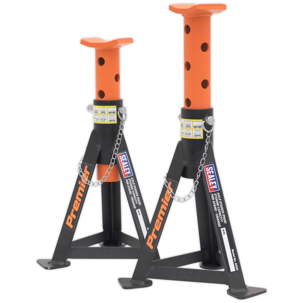 Premier Axle Stands, 3 Tonne Capacity per Stand, Orange (AS3O)