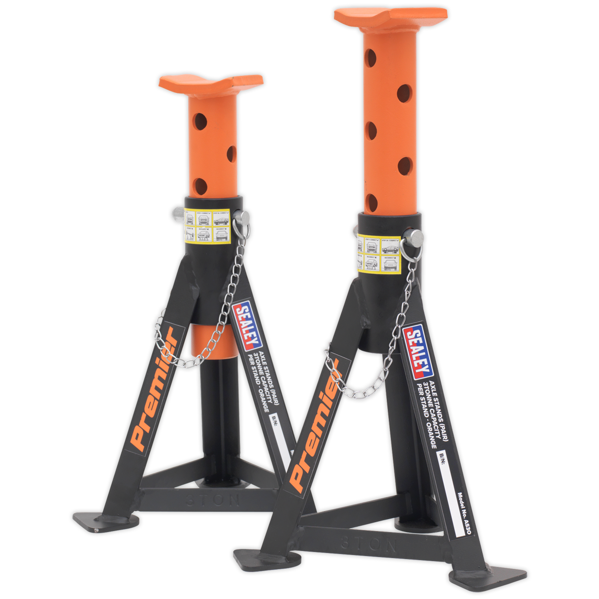 Premier Axle Stands, 3 Tonne Capacity per Stand, Orange (AS3O)
