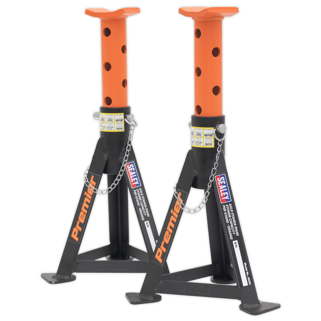 Premier Axle Stands, 3 Tonne Capacity per Stand, Orange (AS3O)
