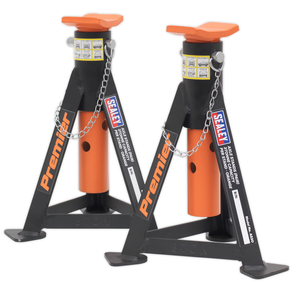 Premier Axle Stands, 3 Tonne Capacity per Stand, Orange (AS3O)