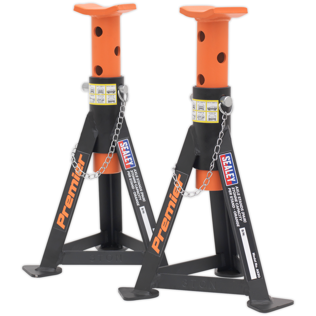 Premier Axle Stands, 3 Tonne Capacity per Stand, Orange (AS3O)