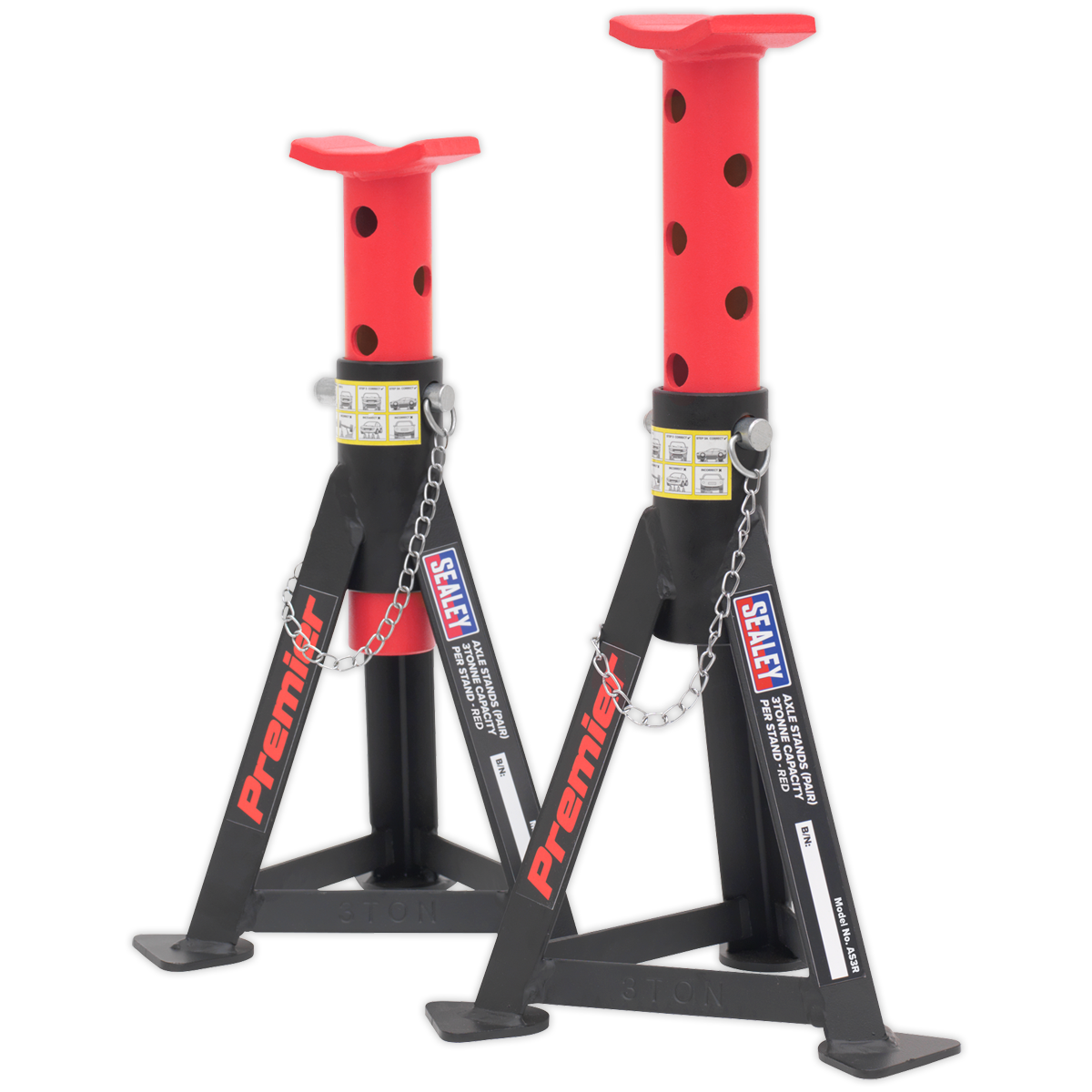 Premier Axle Stands (Pair) 3 Tonne Capacity per Stand - Red