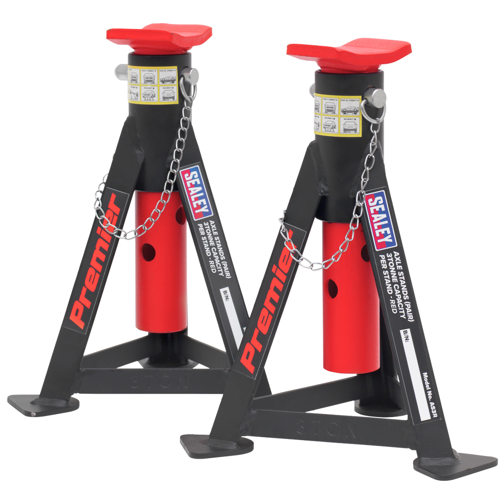 Premier Low Entry Trolley Jack & Axle Stands, 3 Tonne, Red (3040ARCOMBO)