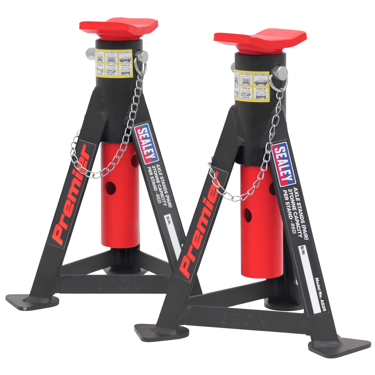 Premier Low Entry Trolley Jack & Axle Stands, 3 Tonne, Red (3040ARCOMBO)