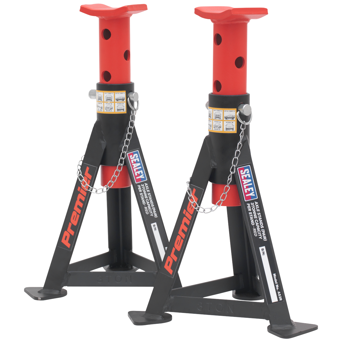 Premier Low Entry Trolley Jack & Axle Stands, 3 Tonne, Red (3040ARCOMBO)