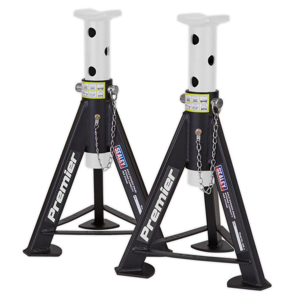 Premier Axle Stands, 6 Tonne Capacity per Stand, White (AS6)