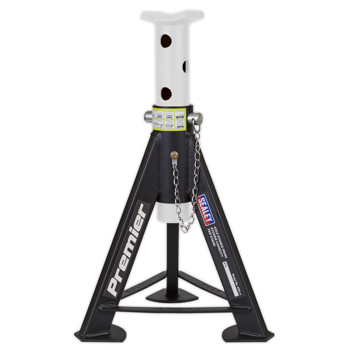 Premier Axle Stands, 6 Tonne Capacity per Stand, White (AS6)