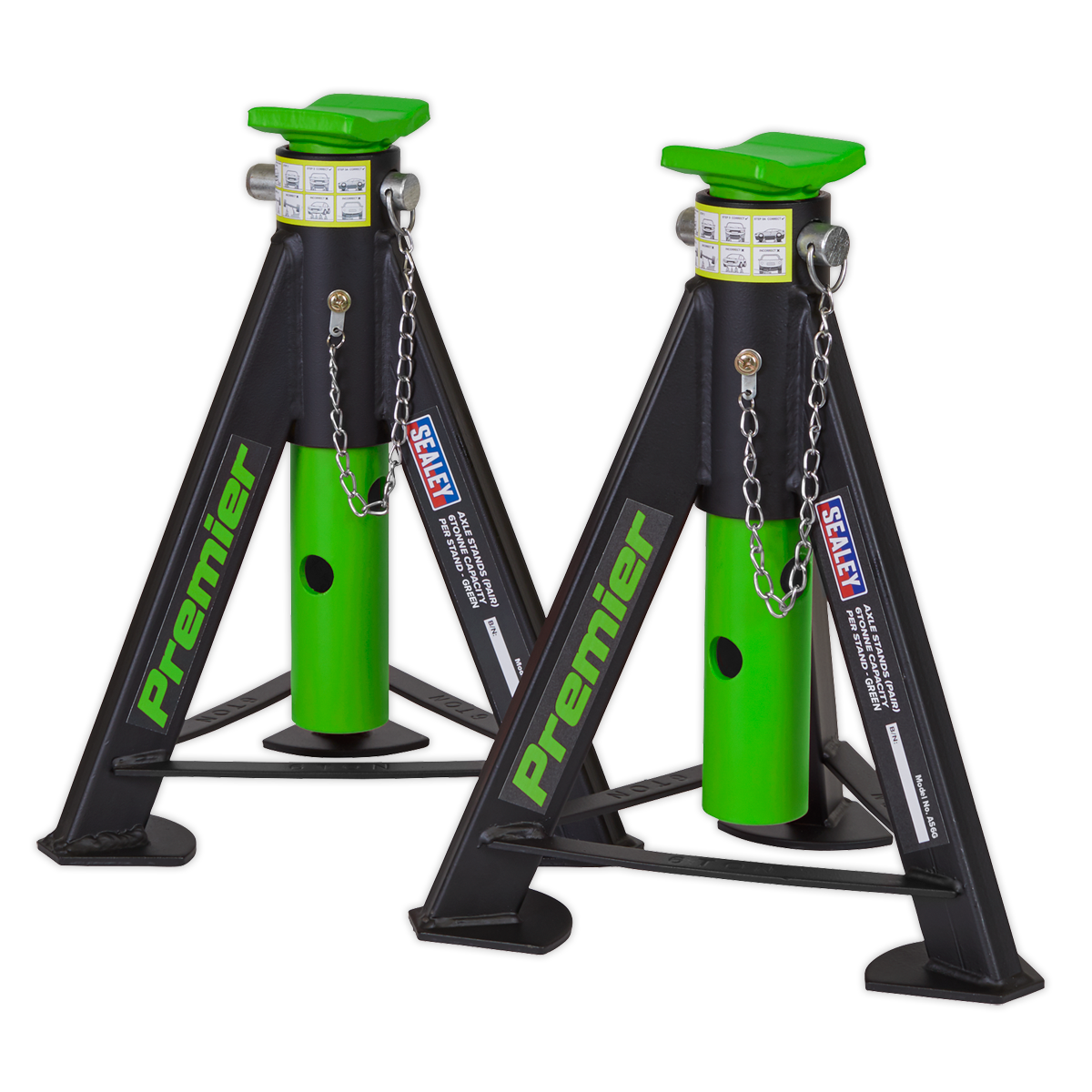 Premier Axle Stands (Pair) 6 Tonne Capacity per Stand - Green