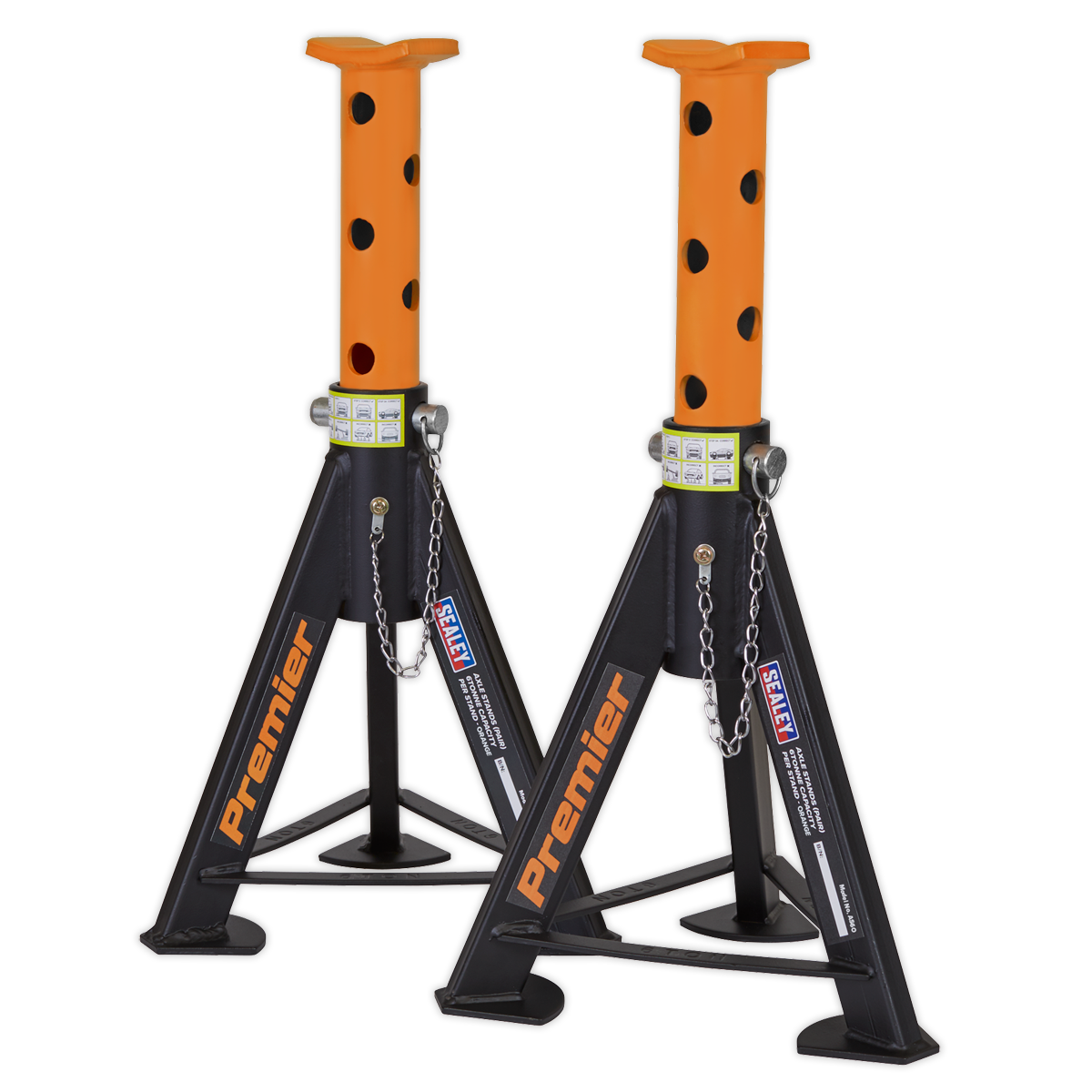 Premier Axle Stands, 6 Tonne Capacity per Stand, Orange (AS3O)
