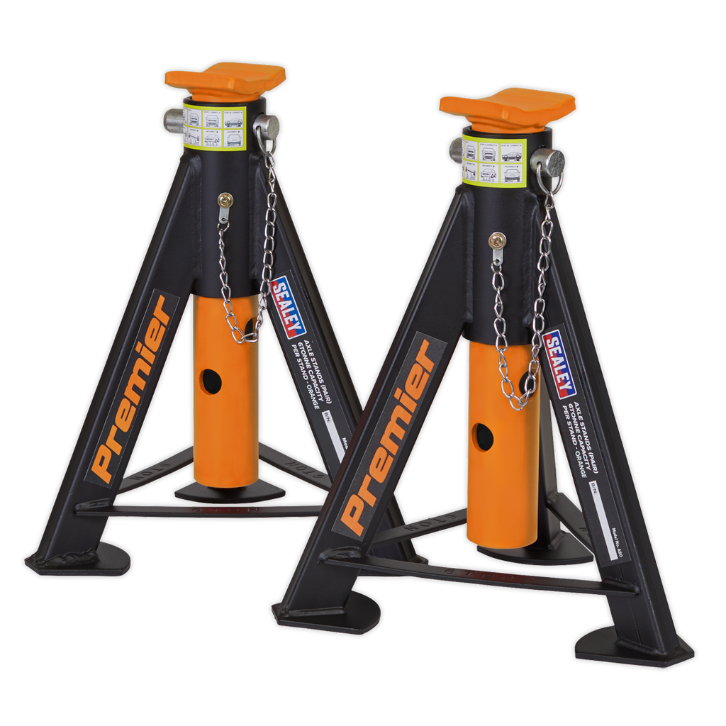 Premier Axle Stands, 6 Tonne Capacity per Stand, Orange (AS3O)