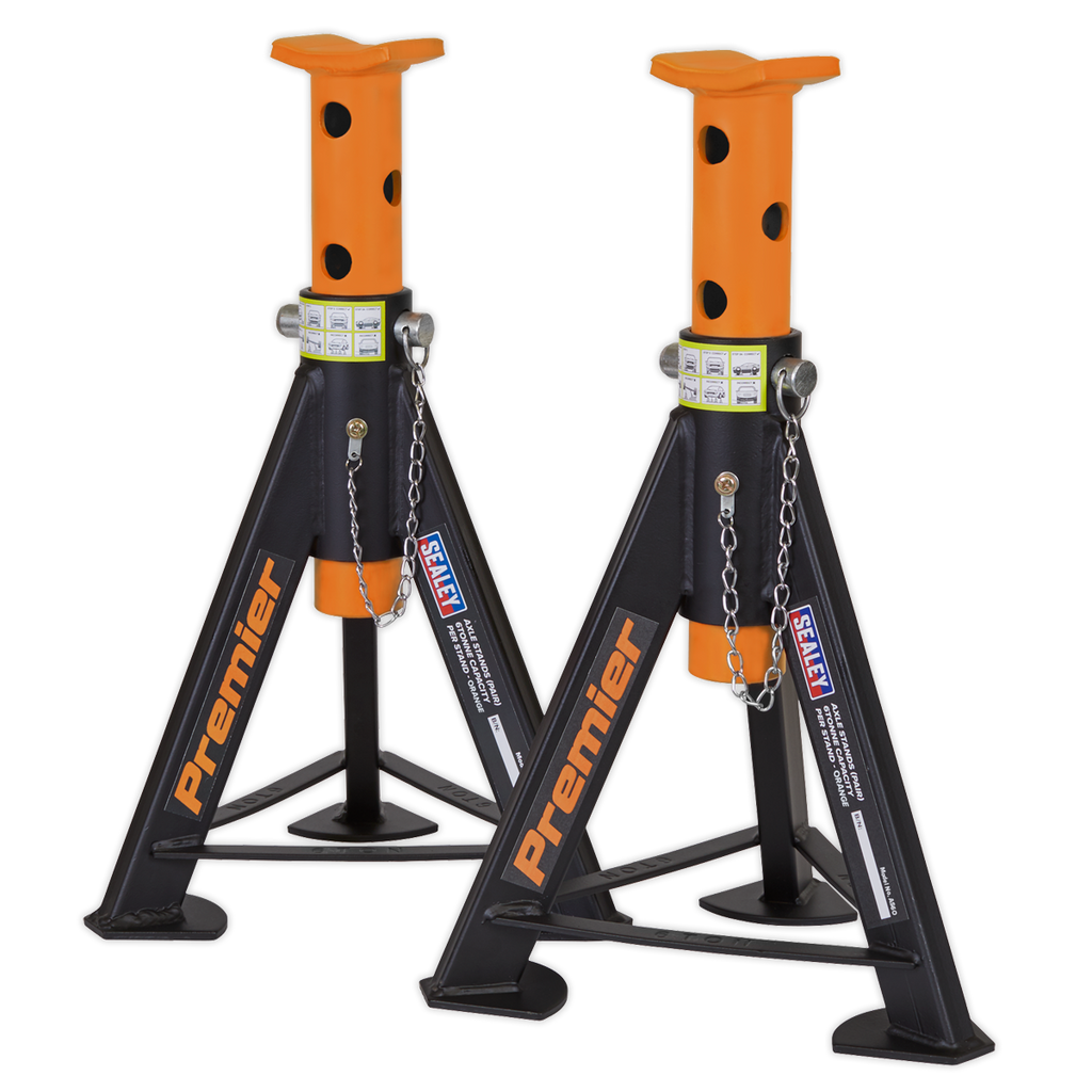 Premier Axle Stands, 6 Tonne Capacity per Stand, Orange (AS3O)