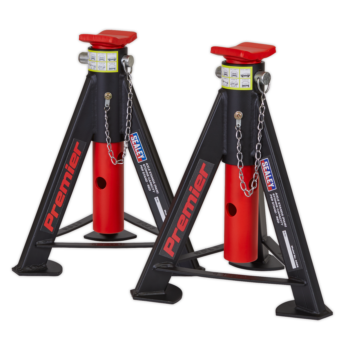 Premier Axle Stands, 6 Tonne Capacity per Stand, Red (AS6R)