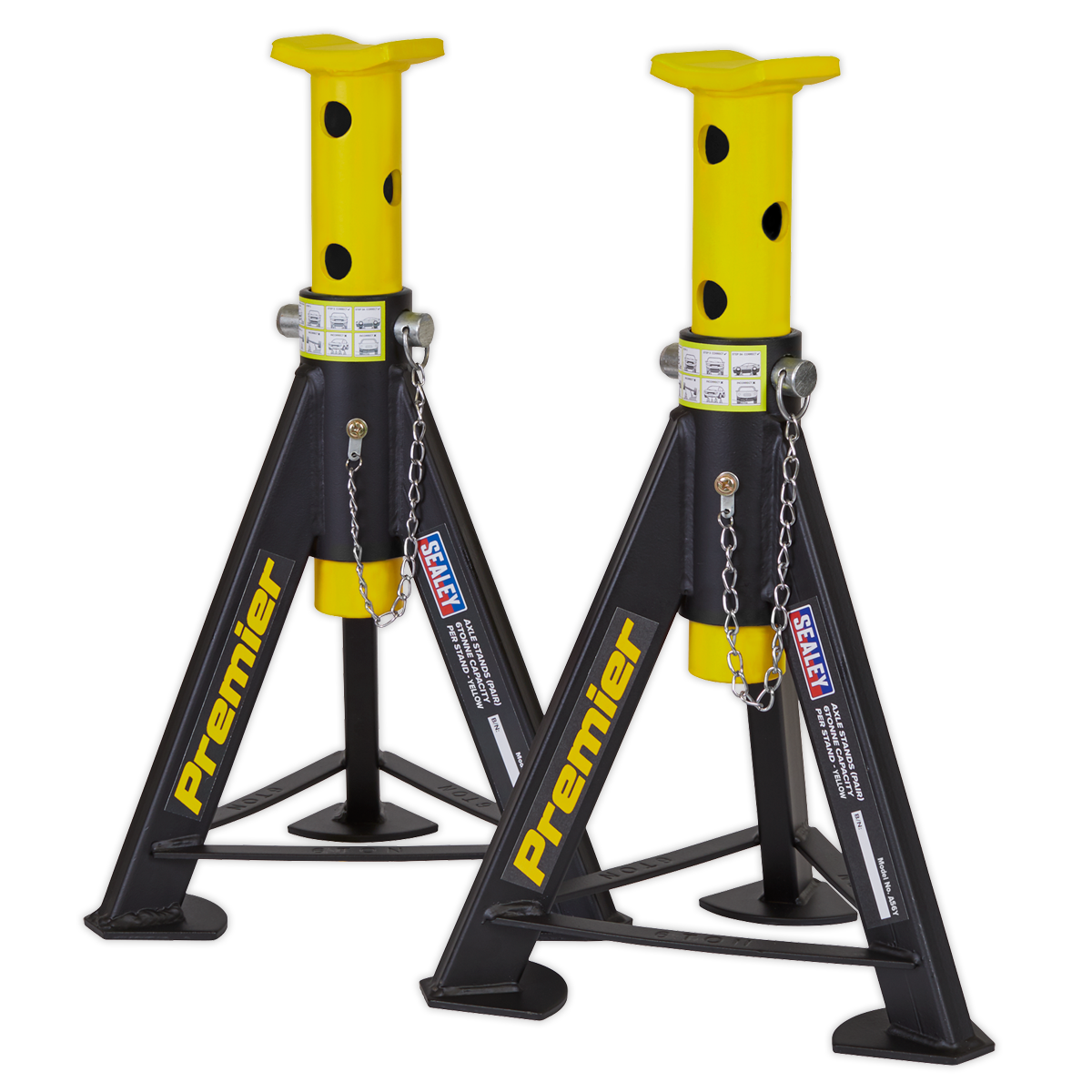 Premier Axle Stands (Pair) 6 Tonne Capacity per Stand - Yellow