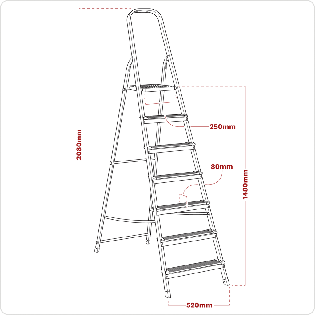 Step Ladder 7-Tread Aluminium - EN 131
