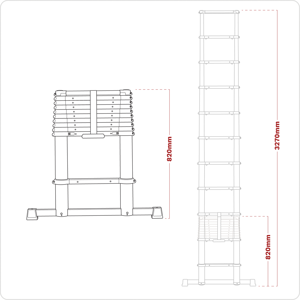 Aluminium Professional Telescopic Ladder 11-Tread - EN 131