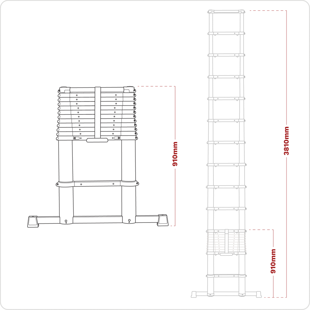 Aluminium Professional Telescopic Ladder 13-Tread - EN 131