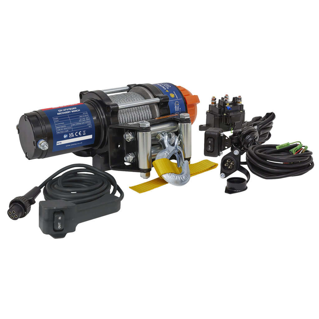 ATV/Quad Recovery Winch 1135kg (2500lb) Line Pull 12V