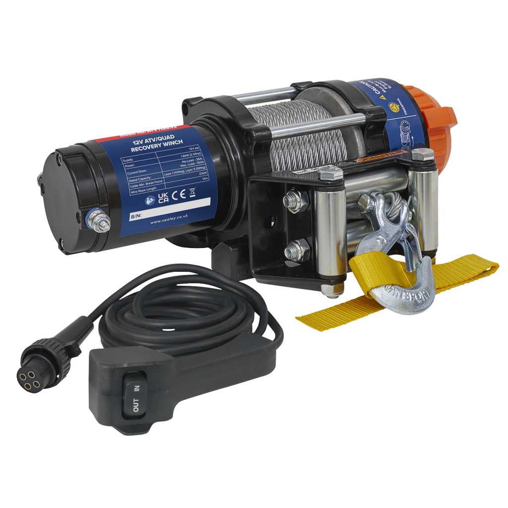 ATV/Quad Recovery Winch 1135kg (2500lb) Line Pull 12V