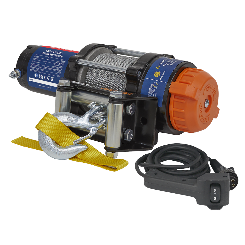 ATV/Quad Recovery Winch 1135kg (2500lb) Line Pull 12V