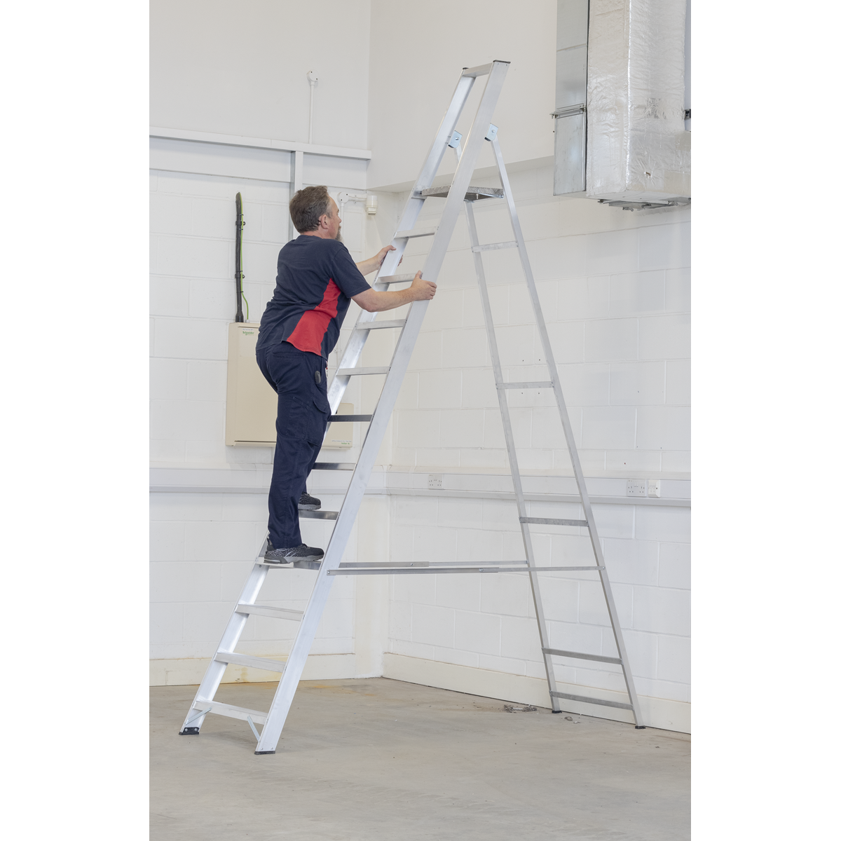 Industrial Step Ladder 12-Tread Aluminium - EN 131