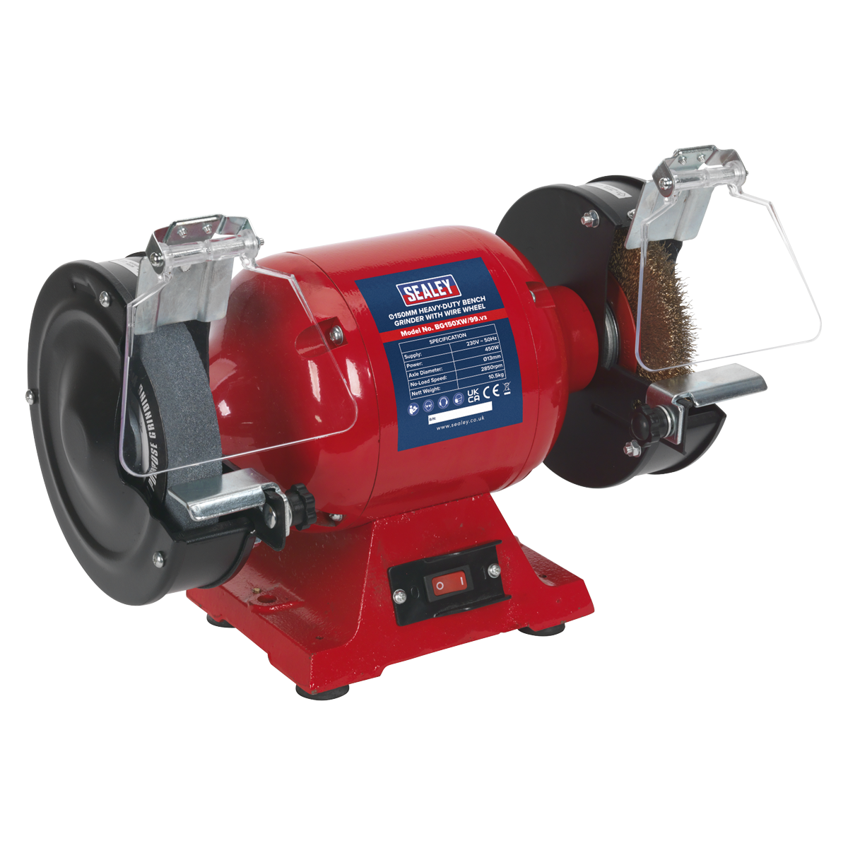 Heavy-Duty 150mm Bench Grinder with Wire Wheel 450W/230V (Factory Refurbished A)
