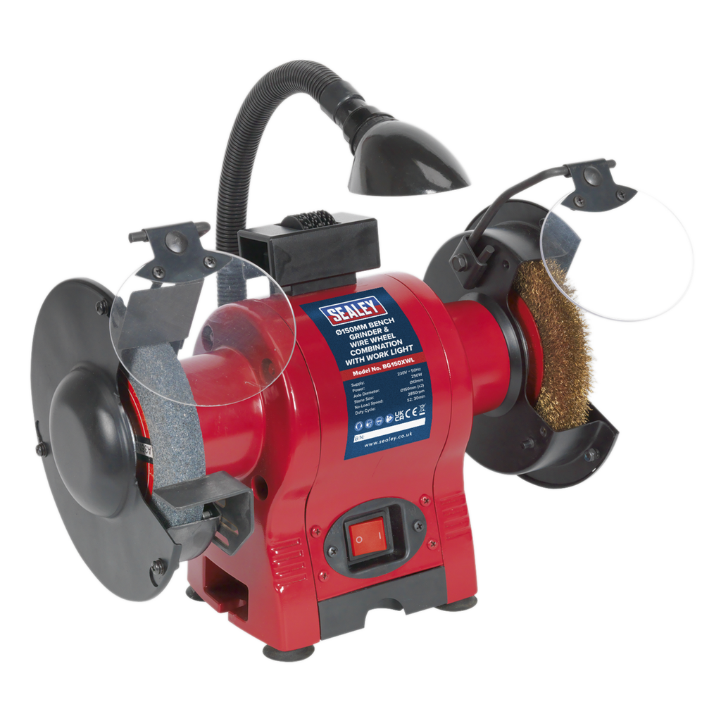 Bench Grinder & Wire Wheel Combination with Worklight, 150mm (BG150XWL)