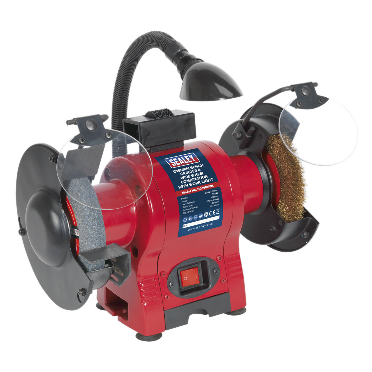 Bench Grinder & Wire Wheel Combination with Worklight, 150mm (BG150XWL)