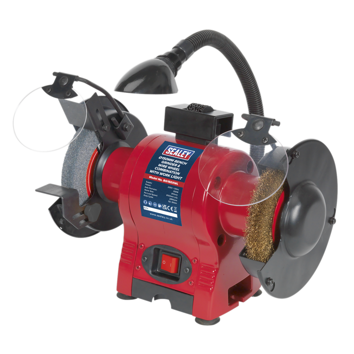 150mm Bench Grinder & Wire Wheel Combination with Worklight 250W/230V
