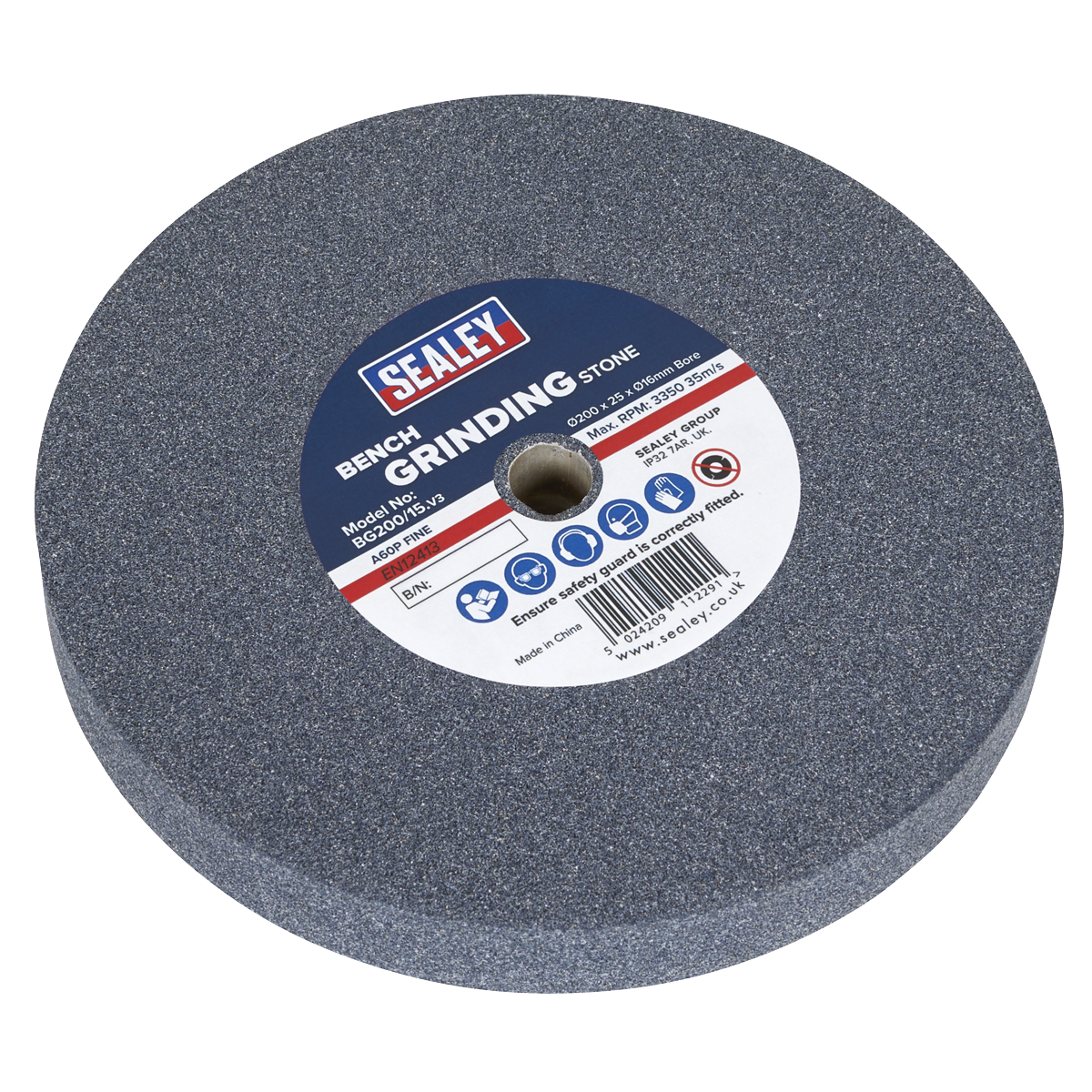 200 x 25mm Grinding Stone 16mm Bore - A60P Fine
