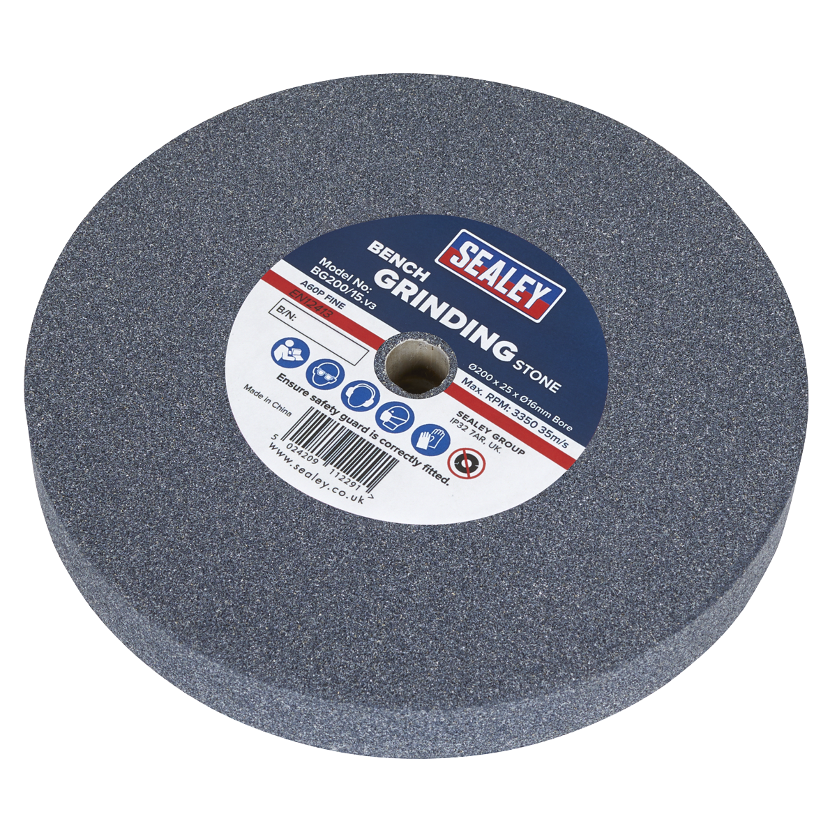 200 x 25mm Grinding Stone 16mm Bore - A60P Fine