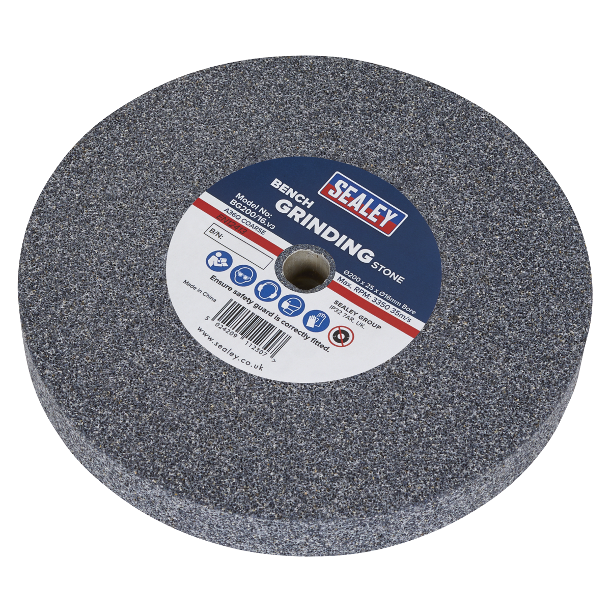 200 x 25mm Grinding Stone 16mm Bore - A36Q Coarse