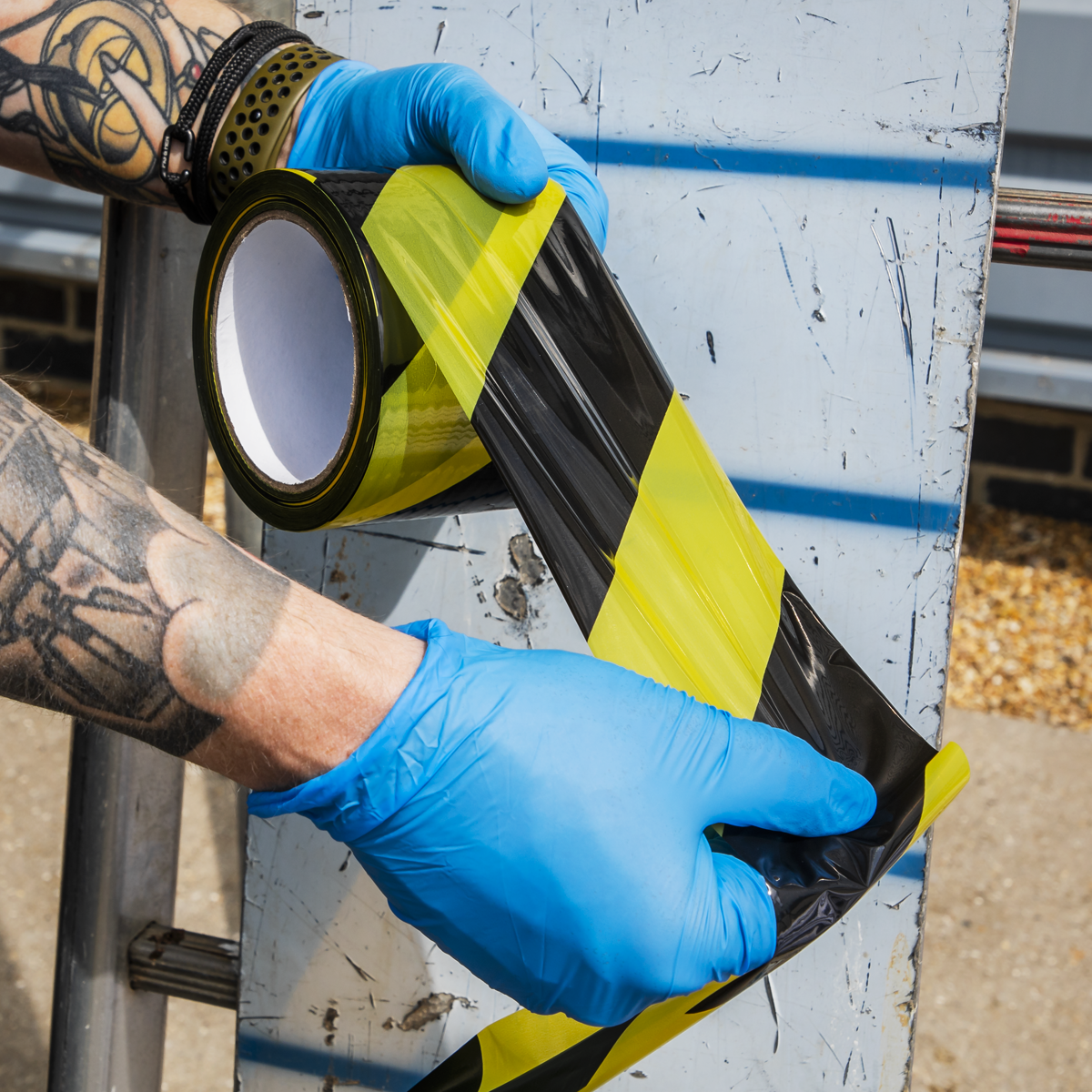 Non-Adhesive Hazard Warning Barrier Tape 80mm x 100m - Black