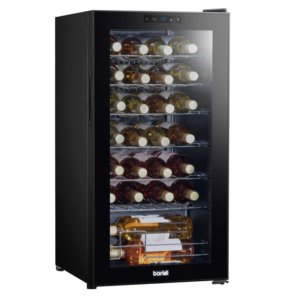 Baridi DH10 Wine Cooler Fridge with Digital Touchscreen Controls, LED Light, 28 Bottle Capacity, Black