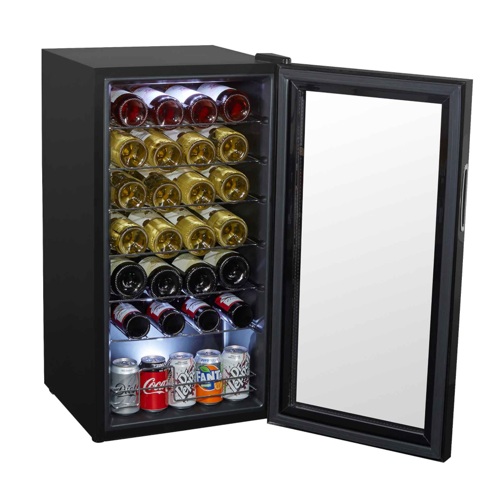 Baridi DH10 Wine Cooler Fridge with Digital Touchscreen Controls, LED Light, 28 Bottle Capacity, Black