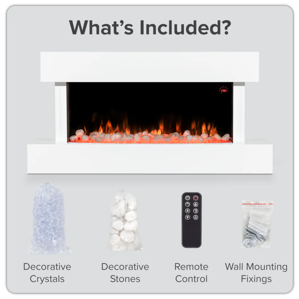 Baridi DH113 Electric Fire Place 46" with LED Frame Effect, Wall Mounted, White